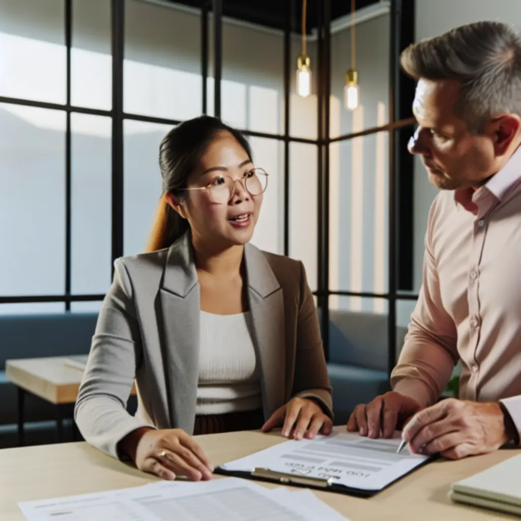 Business owner consulting with an accountant about pricing and services