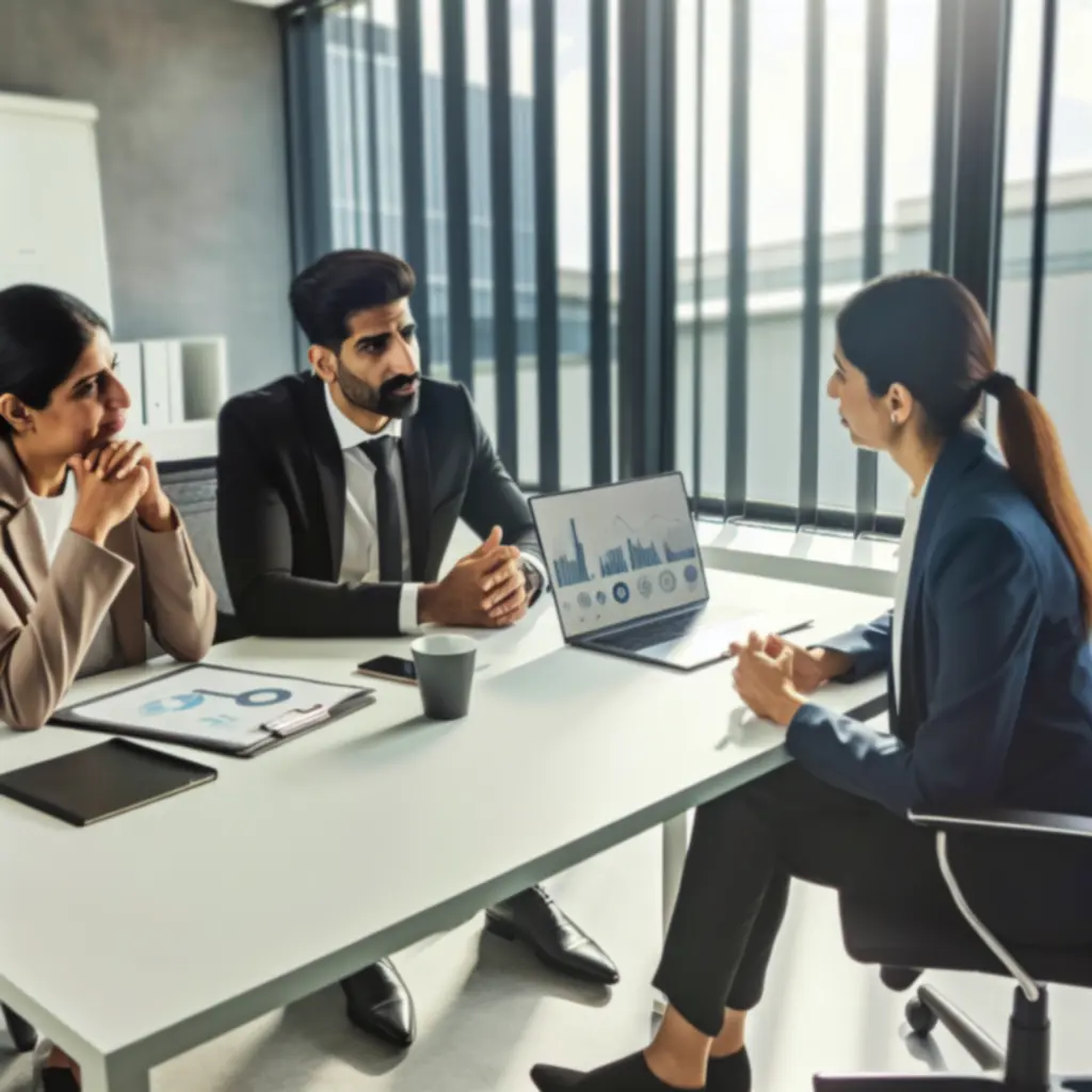 Accountants meeting with a business client to review financial records