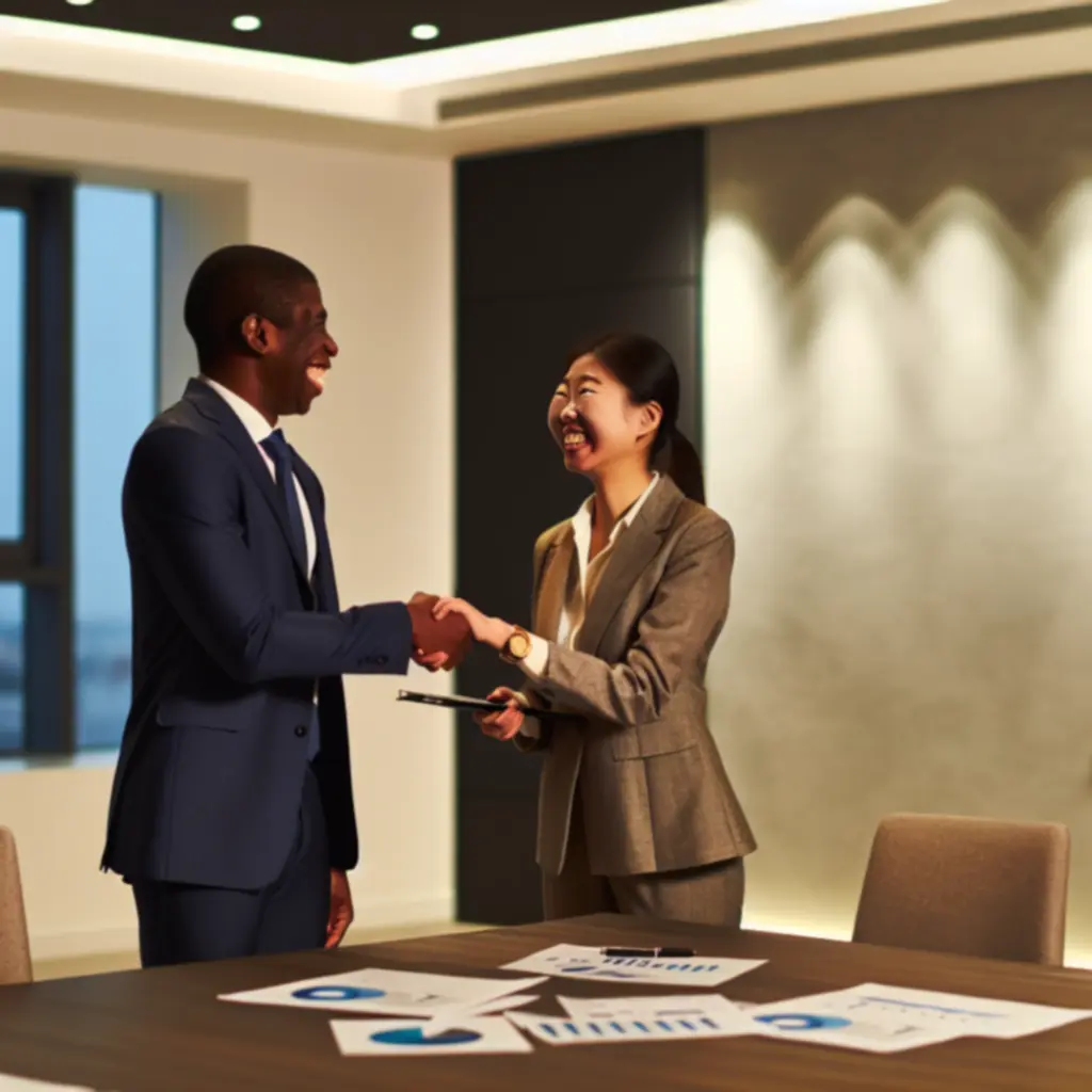 Client meeting with accountant, reviewing positive financial results